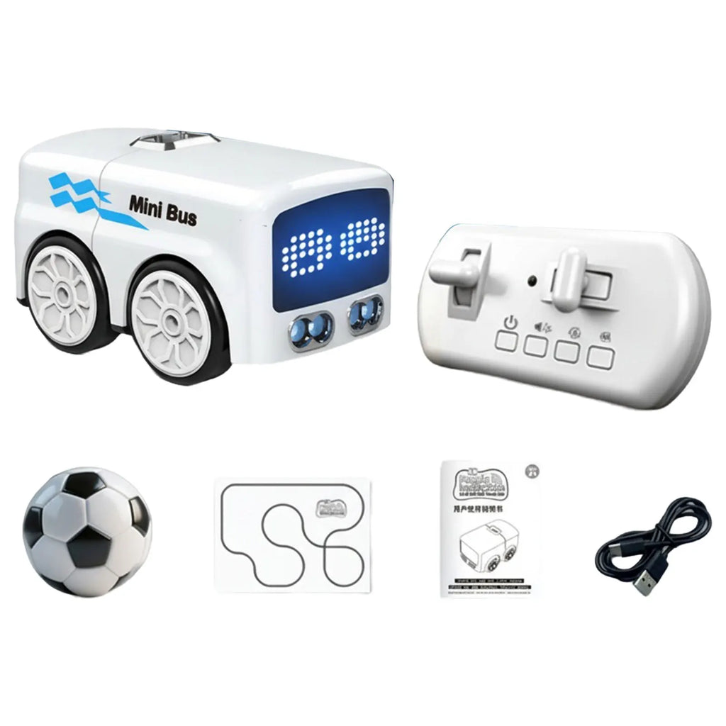 RC Intelligent Mini Bus Auto-Follow Line Tracking with Soccer Smart Gesture Control RC Car Mini Bus for Boys Birthday Toys Gifts Zpaxo White