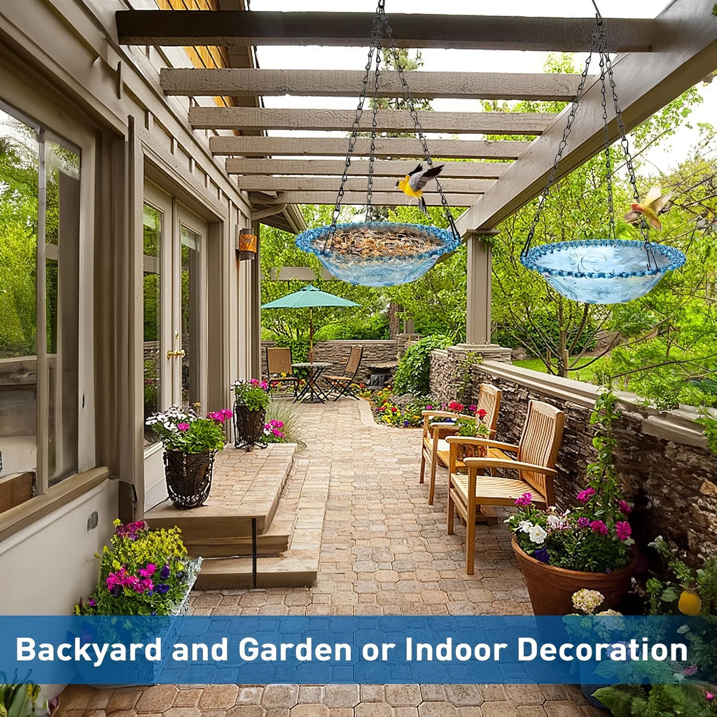 Outdoor Hanging Bird Feeder Bath Combo Feeders Waterers 3-In-1 Garden