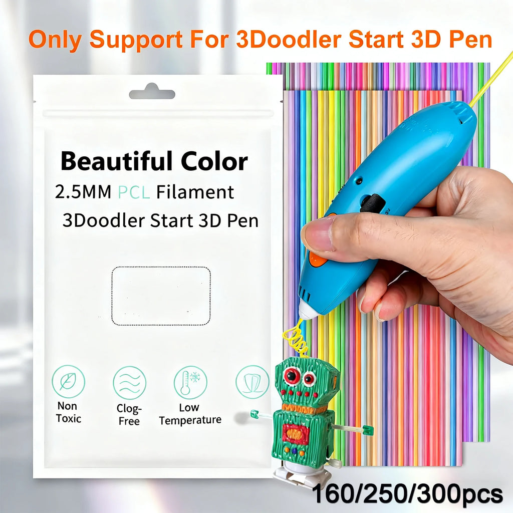 320/160 Strands 2.5mm 3D Doodler Refill 25/30/32Colors 3D Doodler Pen Refills Safe Low Temperature PCL For 3Doodler Start + Zpaxo
