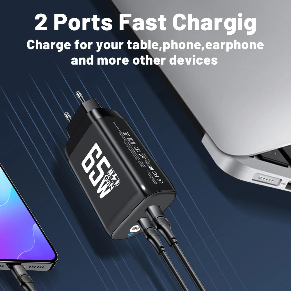 65W GaN USB-C Charger & Cable – MacBook, Lenovo, Xiaomi USB-C GaN Charger Zpaxo