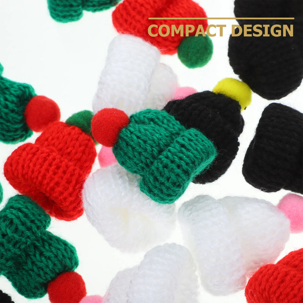 Mini Woollen Santa Hat Knitted Christmas Decoration Clothes Hats Bags