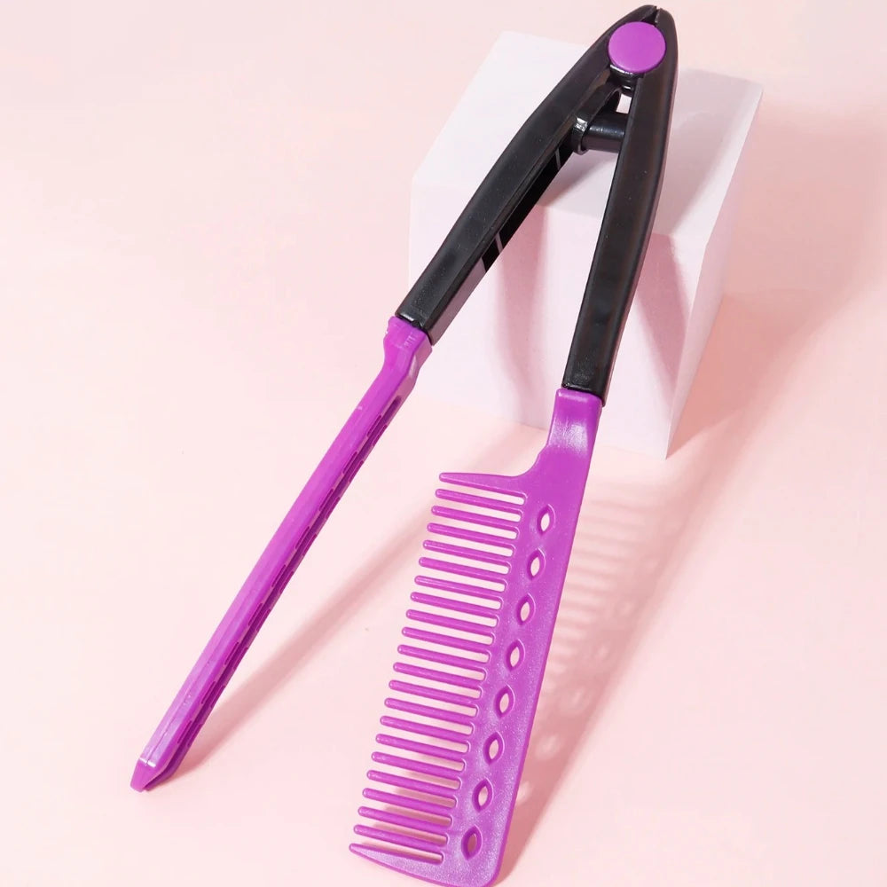 Straight hair brush, V-shaped straightener, straighten hair, suitable for hair salons, special for real hair wigs Zpaxo