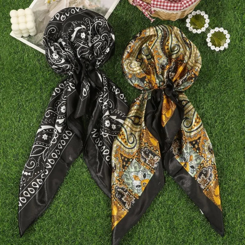 Leopard Print Print Turban Hat Elegant Thin Breathable Women Head Scarf Windproof Satin Silk Scarves Summer Accessories Zpaxo