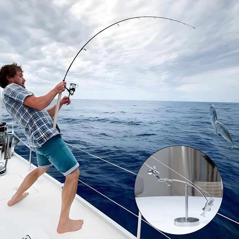 1Pcs Kinetic Fishing Sculpture - Balance Art For Your Space Balance Art Sculpture Fisherman Home Decoration 23cm x 22cm Zpaxo
