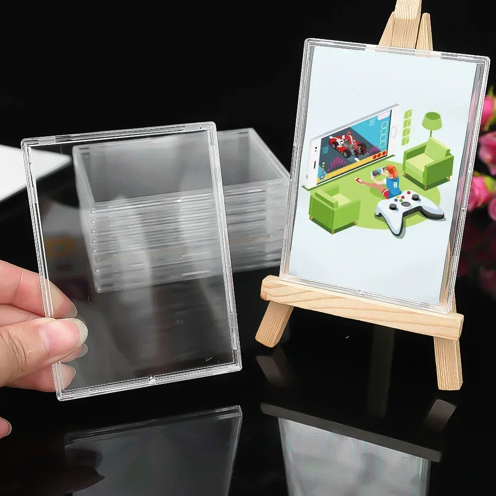 Clear Acrylic Card Holder Snap Type Gaming Sports Trading Card Display Case Kpop Idol Photo Protective Sleeves Not Magnetic Zpaxo