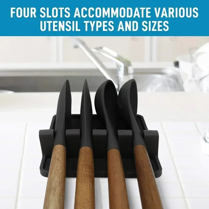 1pc Heat-Resistant Silicone Utensil Holder with Drip Pad - Perfect for Stove Spoons, Spoons, and Tongs - Kitchen Essential Zpaxo