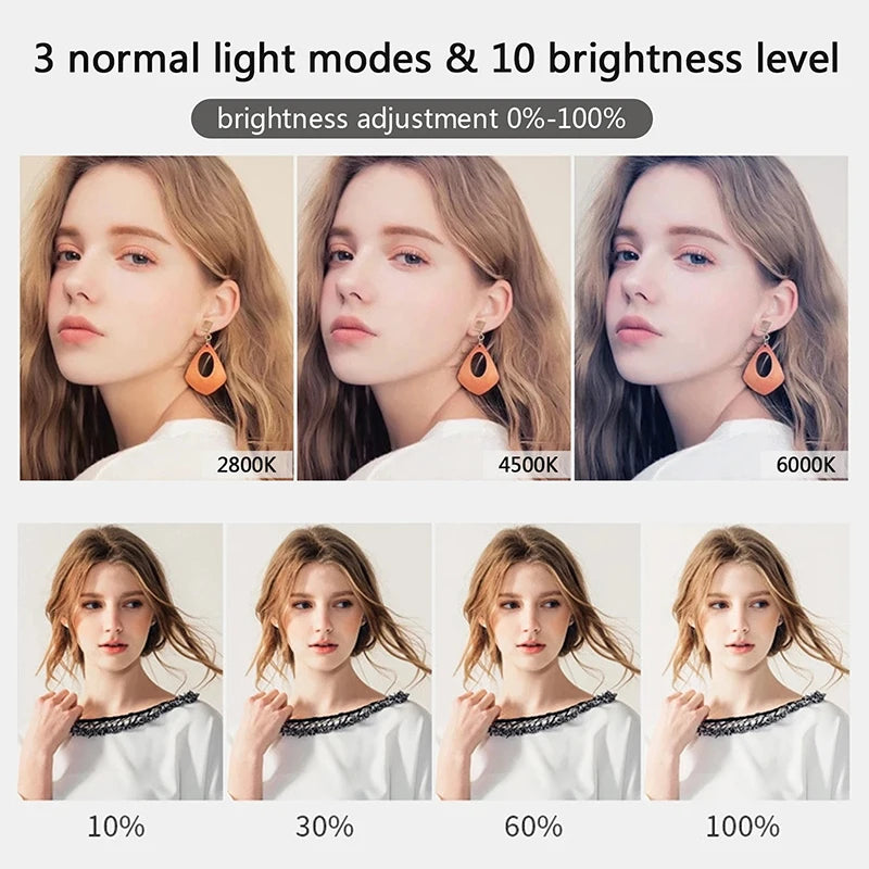 LED Ring Selfie Light Dimmable Photography Lighting USB Charge Lamp