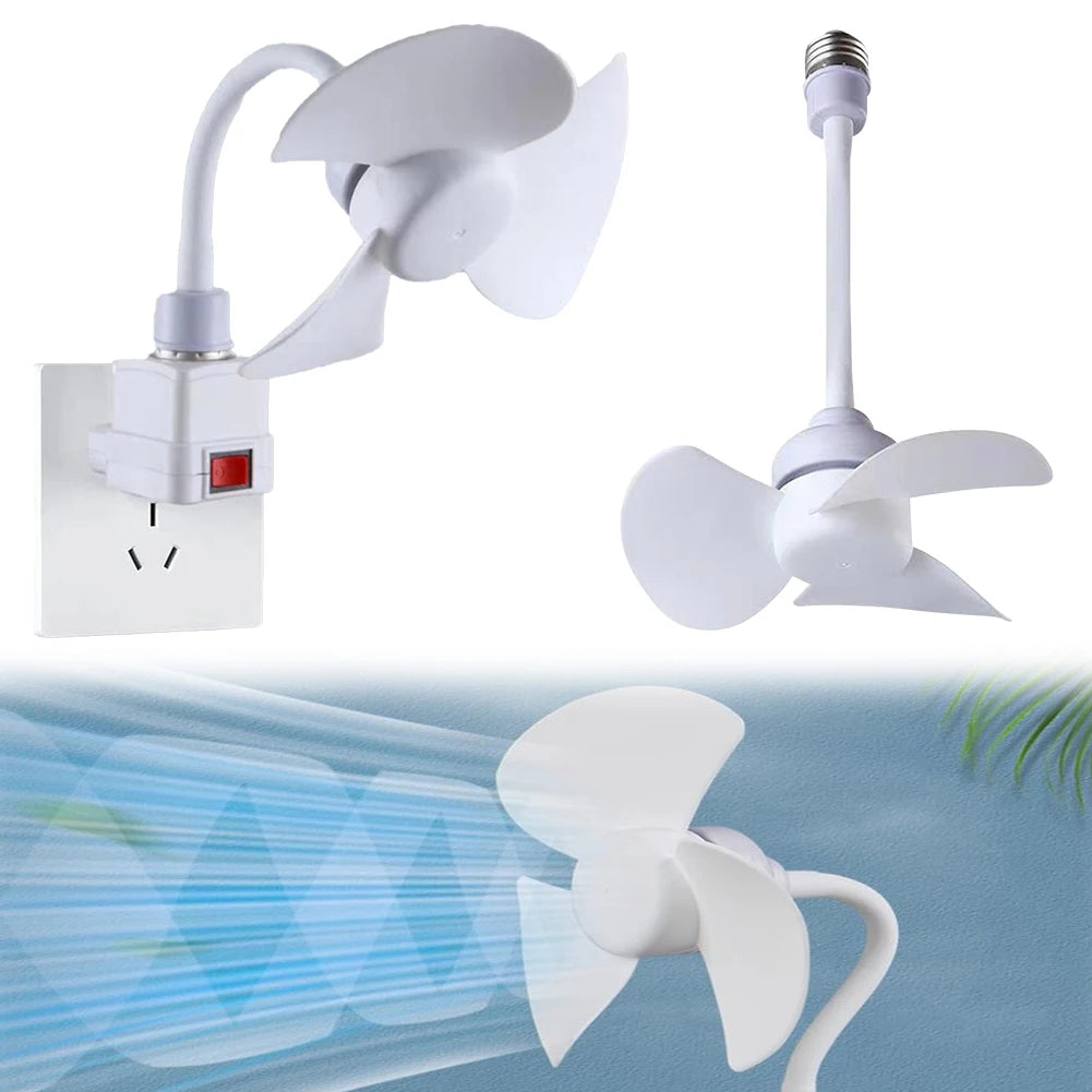 Socket Fan Light E27 Base/USB Indoor Ceiling Fan Light Hose Extender Light Bulb Fan with Socket for Bedroom Living Room Zpaxo