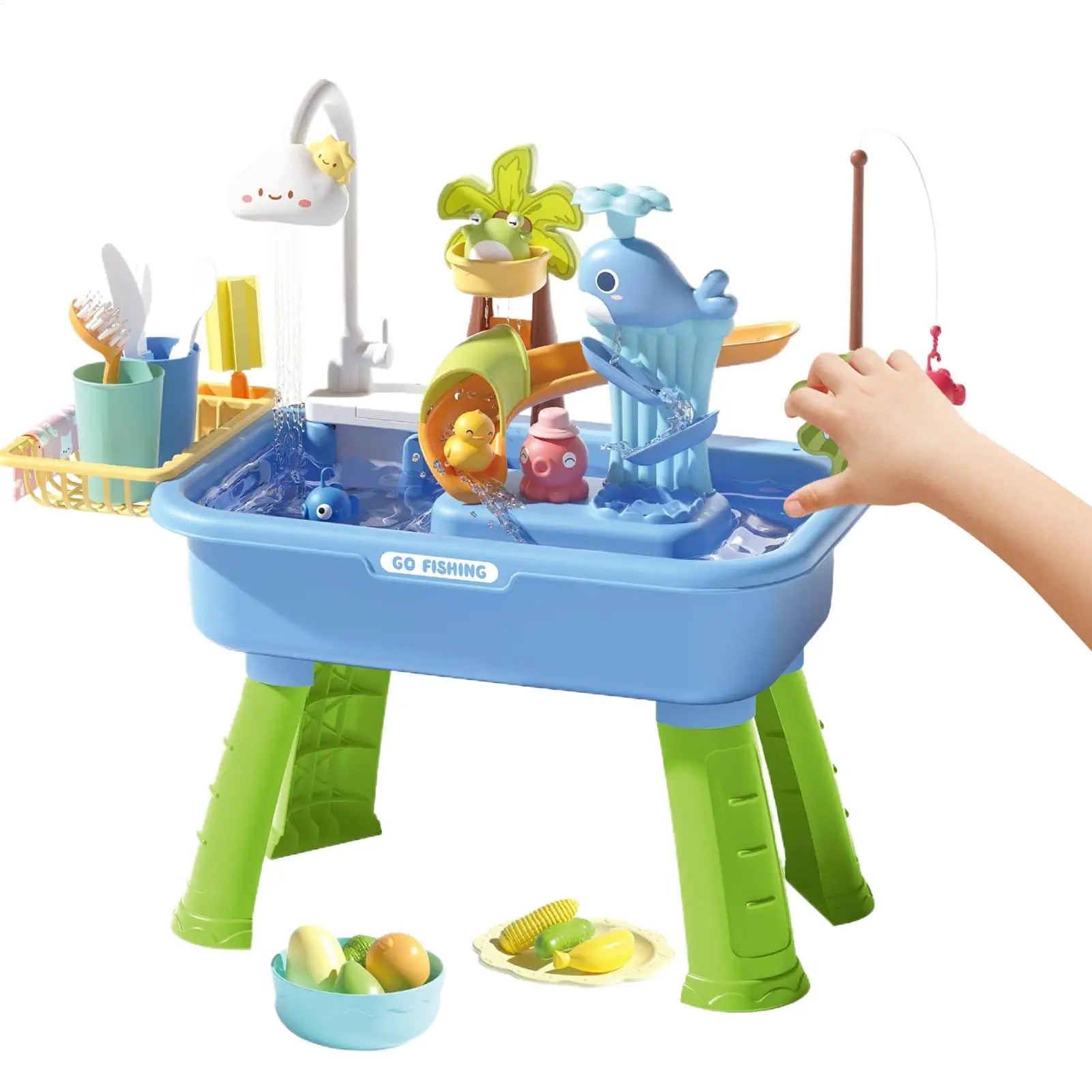 Children's Kitchen Toys Electric Fun Play Water Wash Basin Fishing