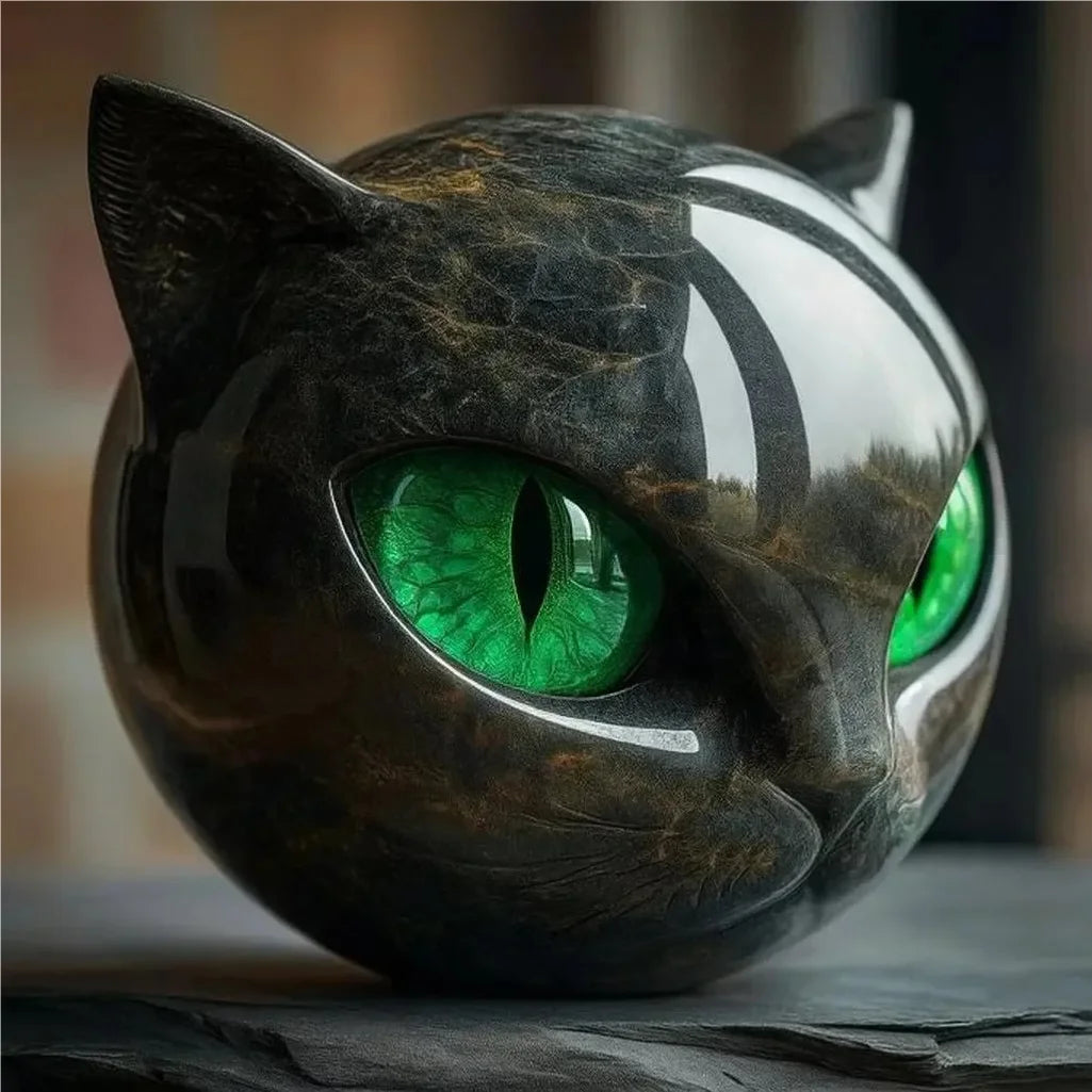 Mystic Black Cat Resin Sculpture – Gothic Witchy Home Decor Resin Sculpture Zpaxo