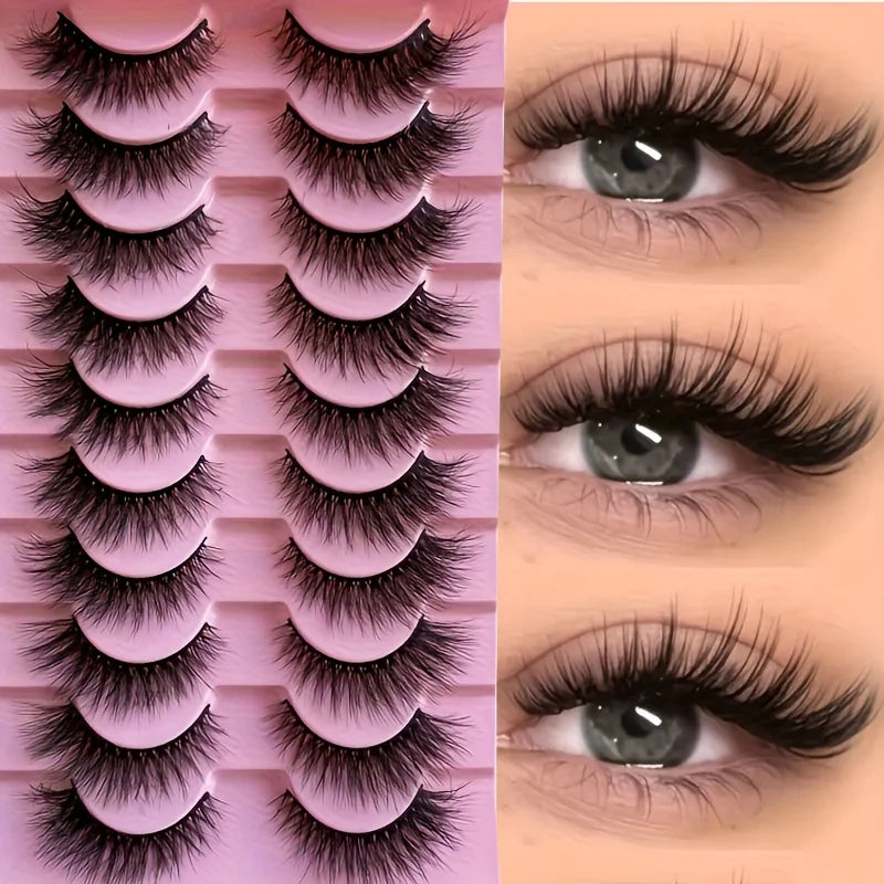 NEW 10 Pairs Cat Eye Lashes Fluffy Faux Mink Lashes 5D Wispy Lashes Pack Dramatic Long Thick Volume Eyelashes False Eyelas Zpaxo