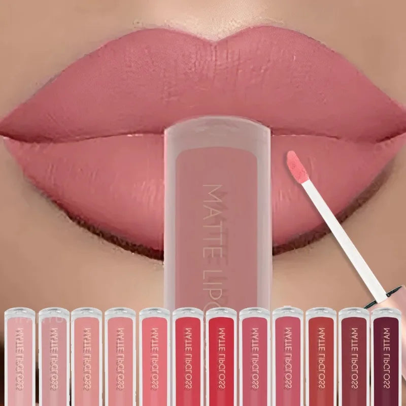 12 Colors Matte Velvet Sexy Lip Gloss Waterproof Long-lasting