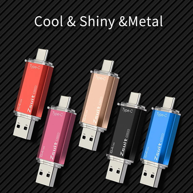 Z-suit USB Flash Drive 2 in 1 type-c Pen Drive 128GB 64GB 32GB 16G USB Stick 3.0 Mobile Pen Drive Metal U Disk Zpaxo