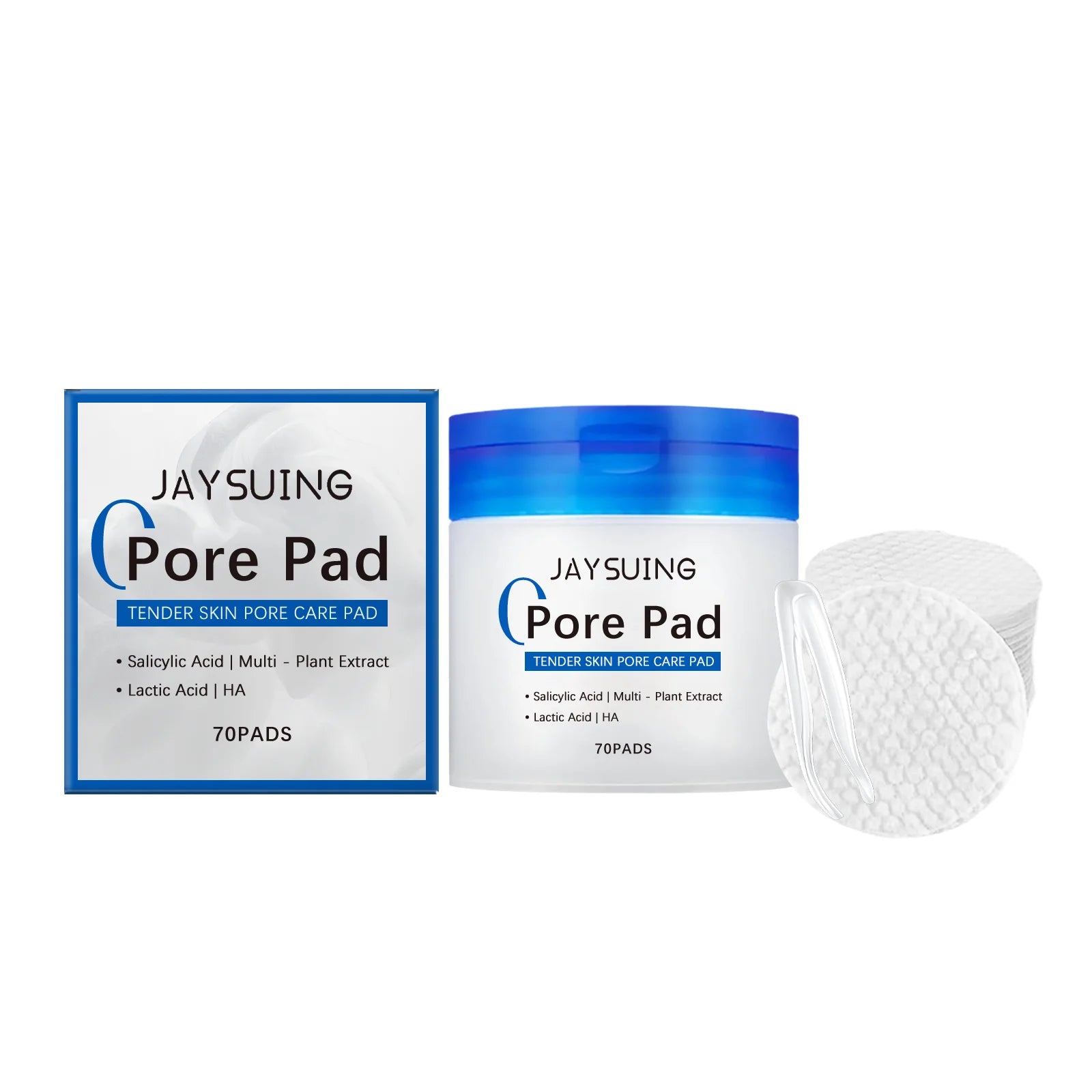 Jaysuing Hyaluronic Acid Exfoliating Cotton Pads 70 Pcs Exfoliating Face Pads Zpaxo 70pcs Boxed