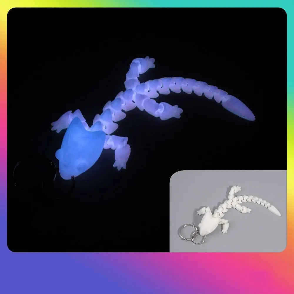 3D Printed Chinese Dragon Keychain Fidget Cartoon Adjustable Body Joints Pendant Mini Charms Articulated Dragon Lizard Zpaxo