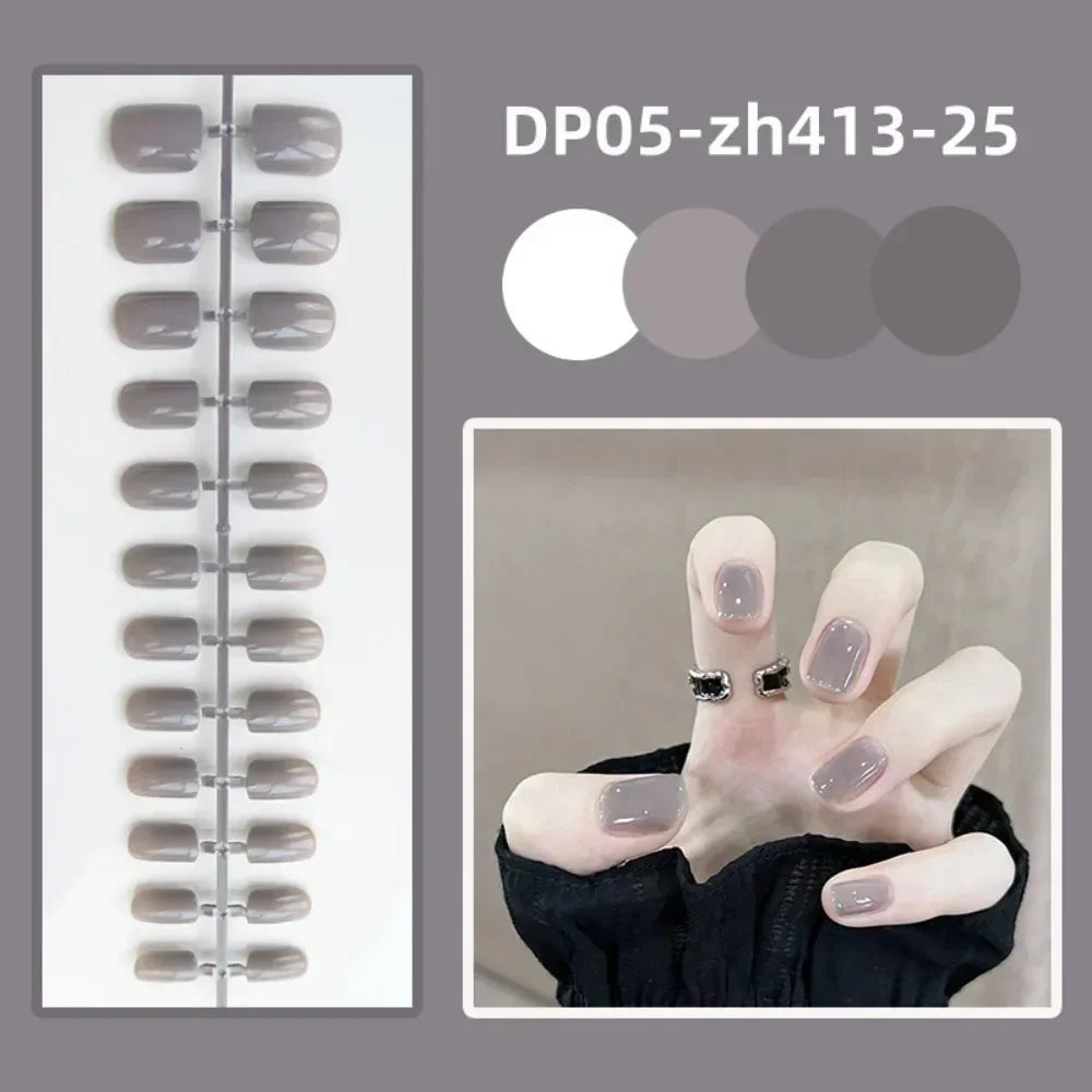 24pcs Long Almond False Nails French Leopard Star Press on Nails Fake Nails DIY Manicure Detachable Nail Tips Zpaxo DP05-zh413-25