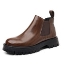 Mens Black Glossy Leather Chelsea Boots Elastic Gores Slip Chunky Zpaxo 3067 Brown 39 China Mainland