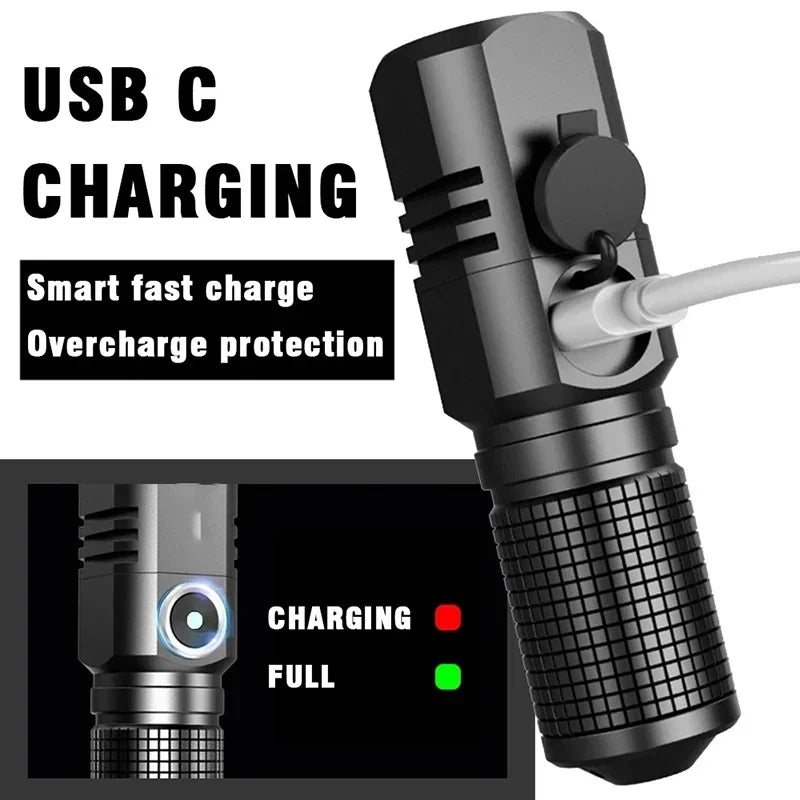 ESMARTER Mini Tactical Flashlight – Zoomable USB Rechargeable LED