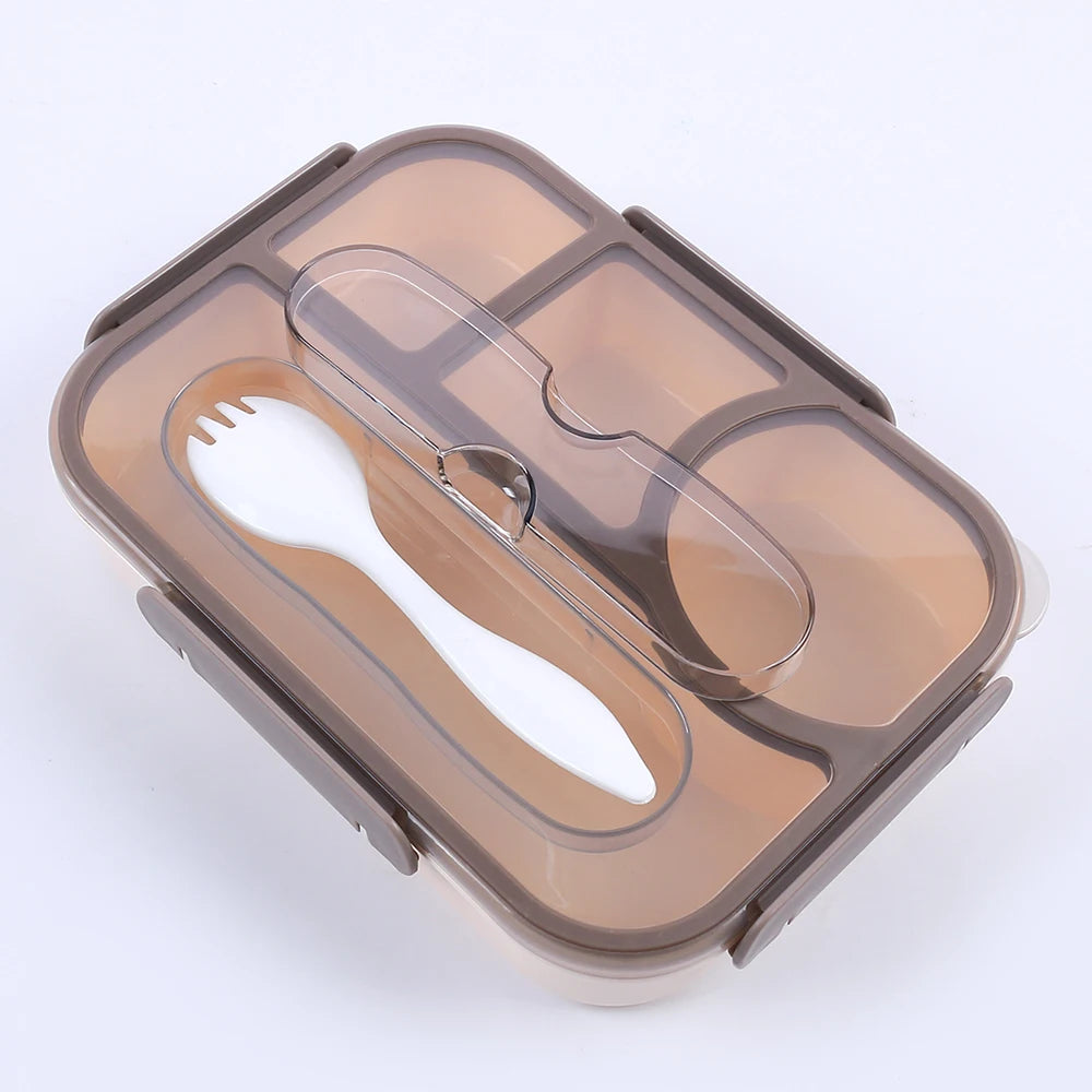 Lunch Box Bento Box 4 Compartment with Utensils Leakproof Portable Food Storage Snack Container for Work Home Zpaxo