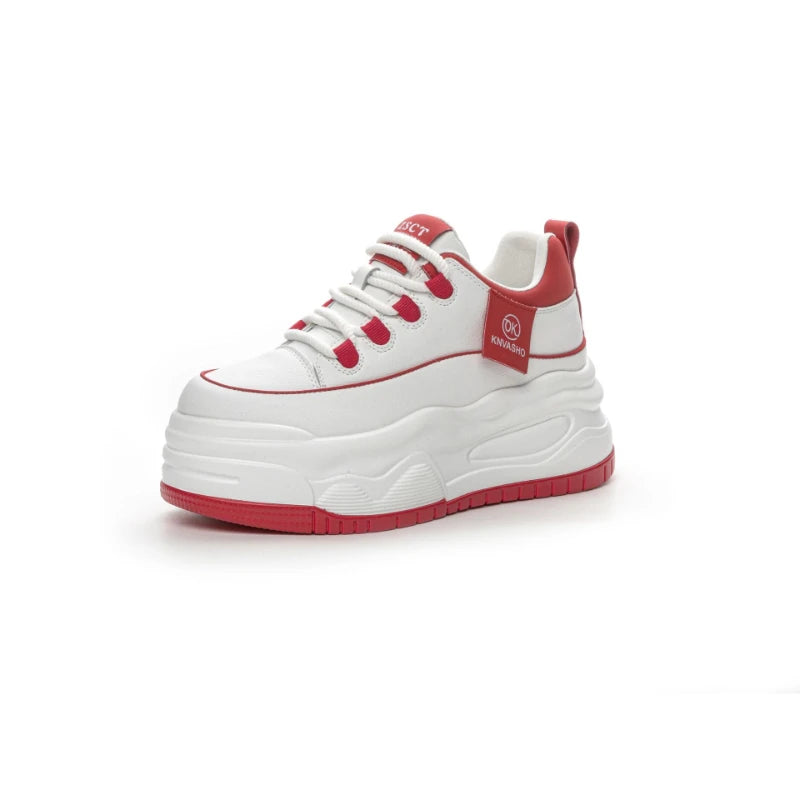 Womens Accent Platform Sneakers Hidden Heel Lift Casual Low Lace Up Zpaxo