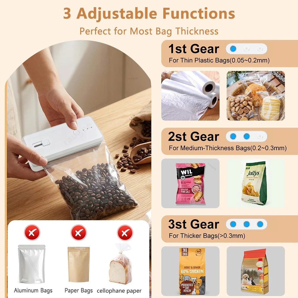 Plastic Bags Sealer Portable Mini Bag Heat Rechargeable Handheld Food
