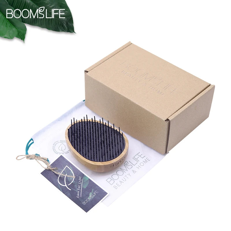 Custom Hair Brush For Women Egg Shape Anti Static Styling Bamboo Comb for Hair Scalp Massage Bamboo Hairbrush Portable Travel Zpaxo