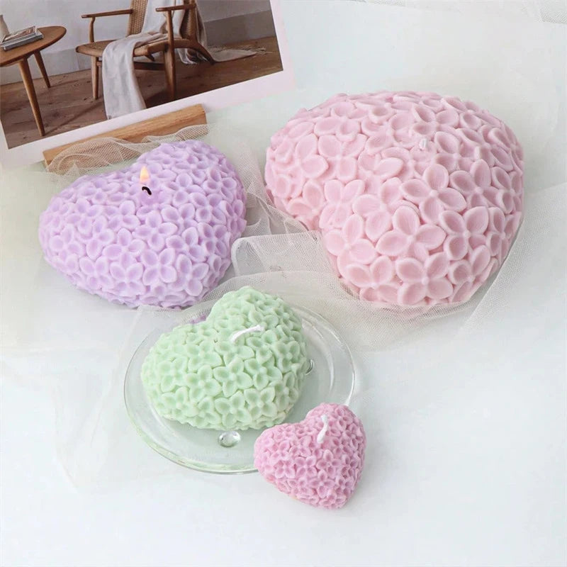 3D Heart Silicone Candle Mold for Valentine's Day Knitting Heart Flower Aromatherapy Soap Plaster Craft Gift Chocolate Cake Mold Zpaxo