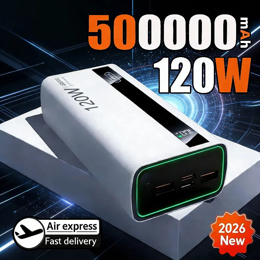 500000mAh 120W Super Fast Charging High Capacity Power Bank External Battery Portable Battery Charger For iPhone Samsung Xiaomi Zpaxo