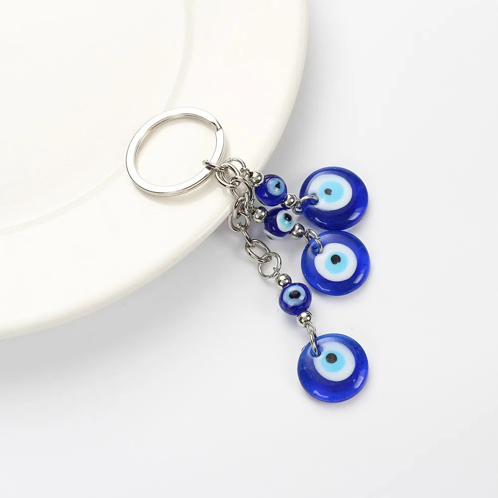 Fashion Retro Feather Chain Good Lucky Palm Ornament Key Ring Car Key Pendant Demon Eye Key Chain Zpaxo