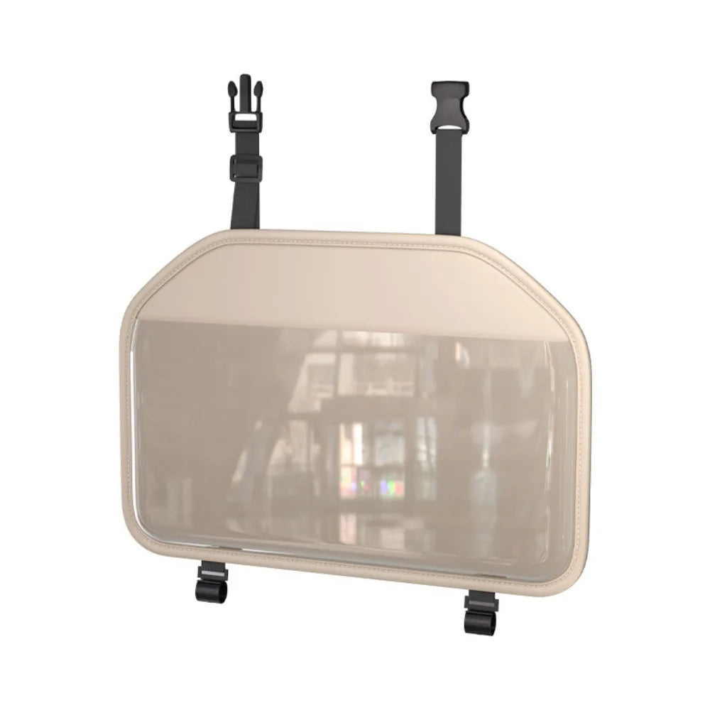 Transparent Pocket Car Seat Back Storage Bag Multi-functional PU Leather Tablet Holder Hanging Wear-Resistant Zpaxo Beige