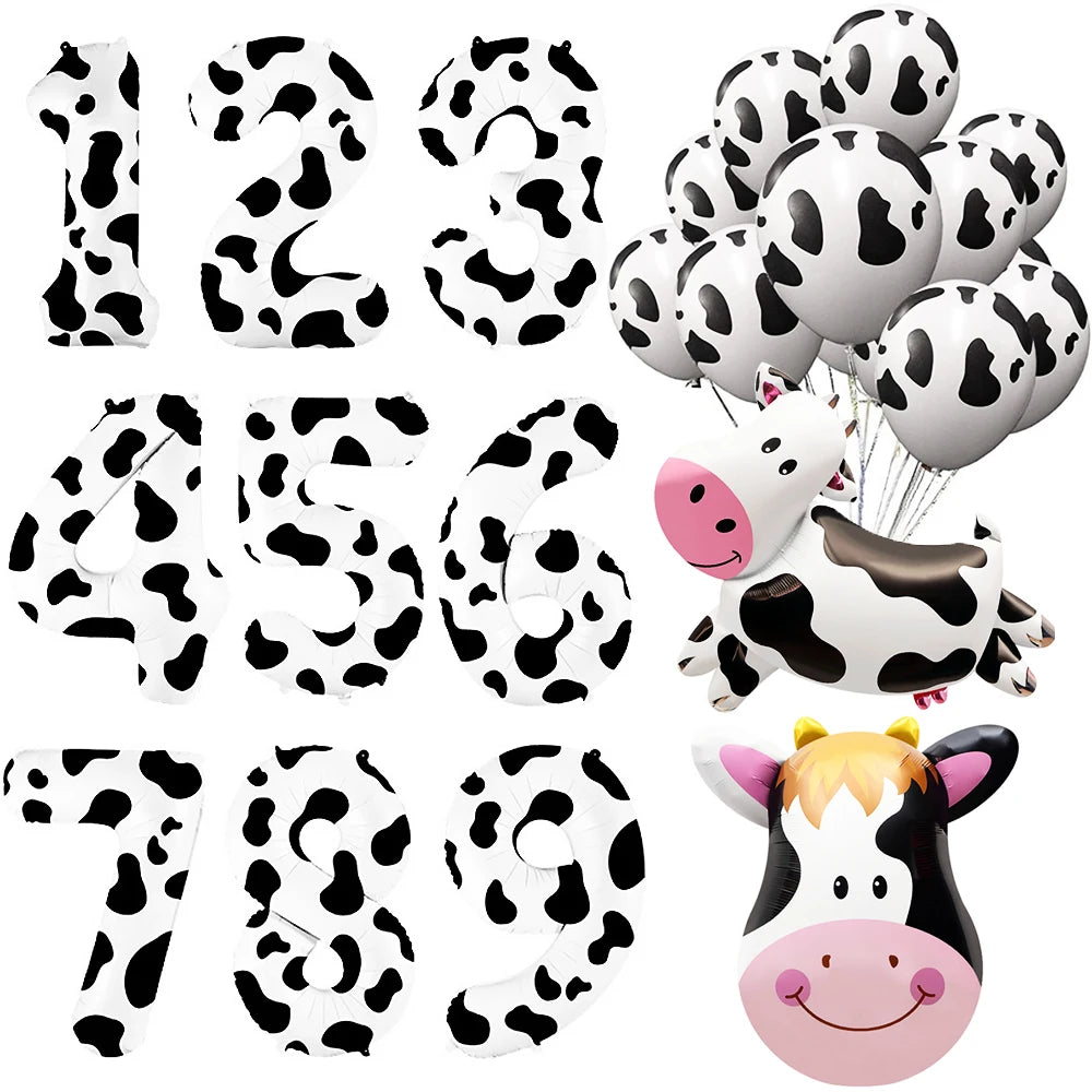 Cow Print Number Balloons 1 2 3 4 5 6 7 8 9 Figure Foil Balloon Holy