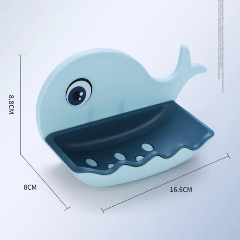 Whale Soap Dish – No-Drill Adhesive Double-Layer Drain Holder