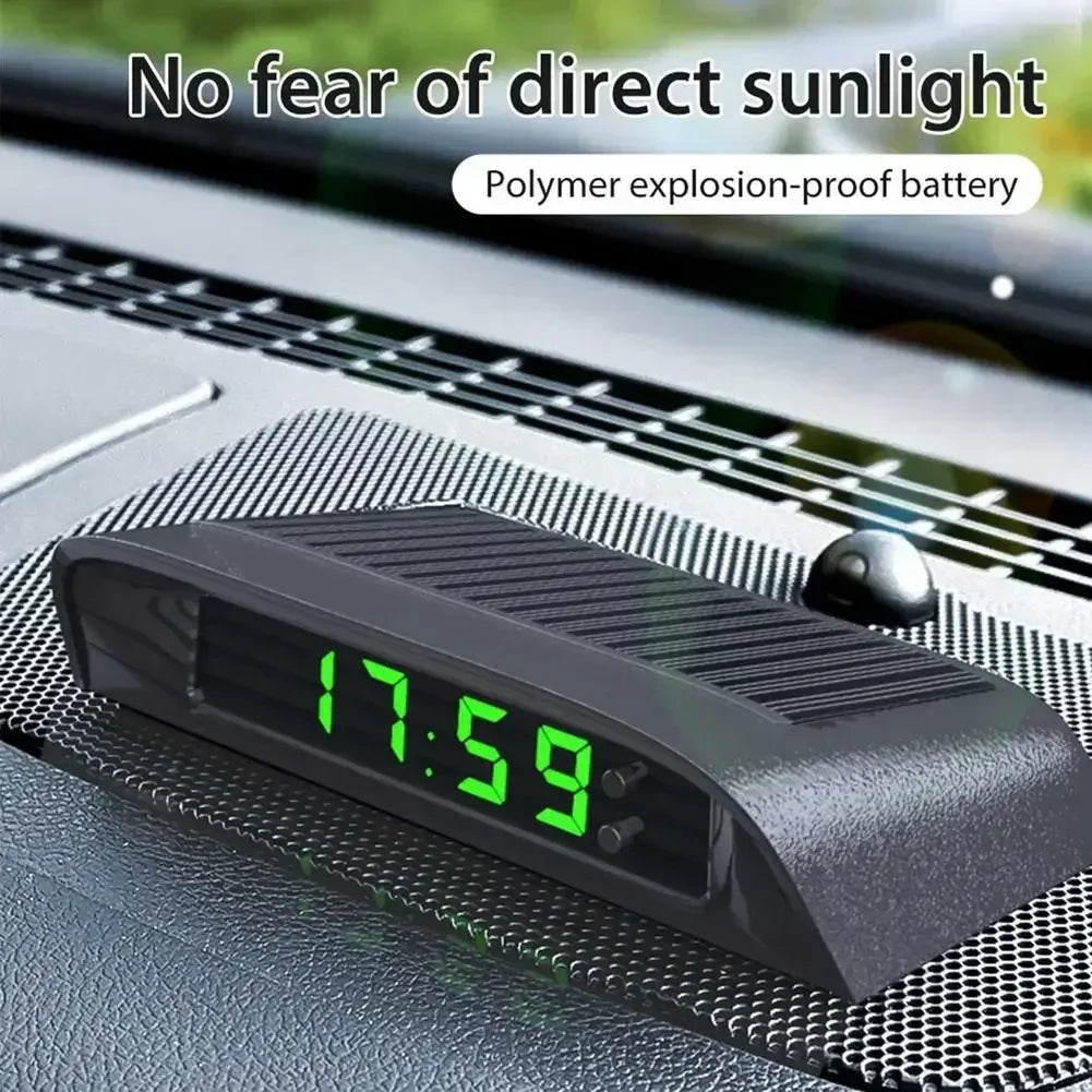 Solar Powered Digital Car Clock – Auto Brightness Stick-On