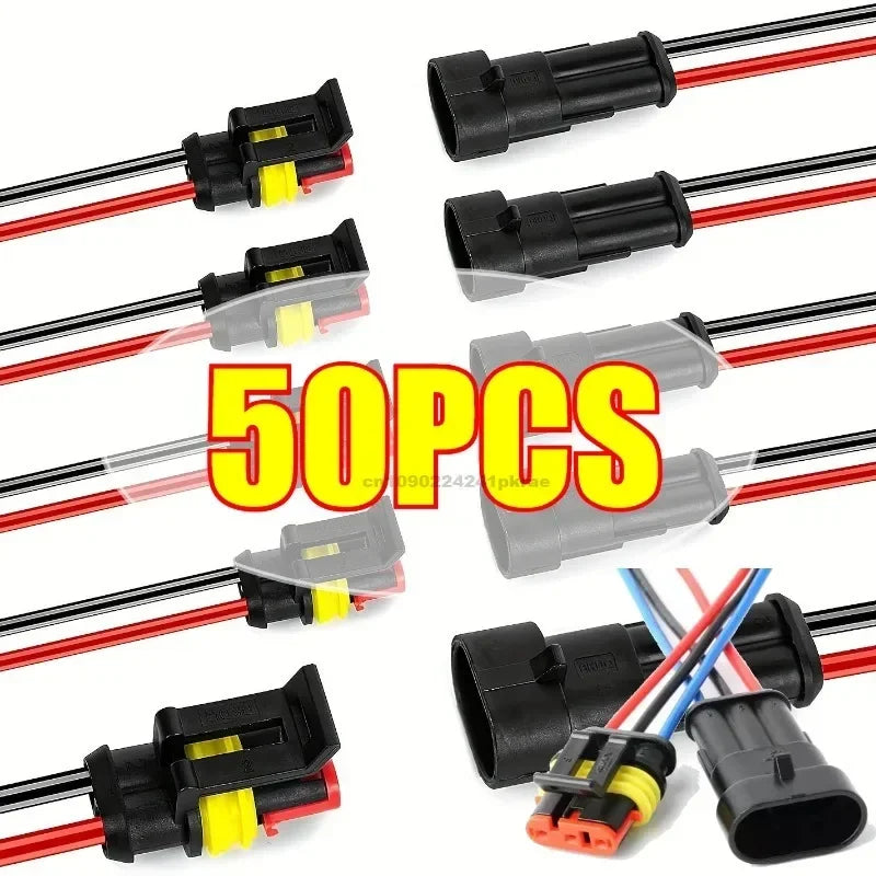 Waterproof 2 Pin Wire Connectors - 20 AWG Automotive Connector Kit for Car, Truck, Motorcycle, and Marine Boat Zpaxo