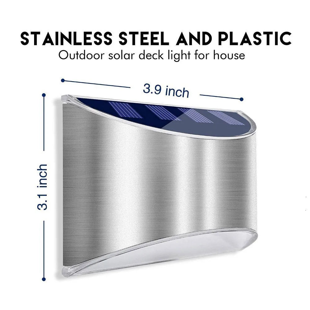 Solar Stainless Steel Fence Light Outdoor LED Patio Garden Landscape Zpaxo
