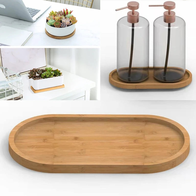 Flower Pot Tray Multi Bamboo Tray Wood Cup Pad Plant Pot Tray for Kitchen Decorative Plate Creative Coaster Coffee Cup Mat Zpaxo