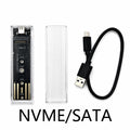 M.2 NVME SATA Mobile Hard Disk Case Dual Protocol SSD Case Clear USB Type C M2 SSD Transparent External Enclosure Hard Disk Box Zpaxo NVME-SATA