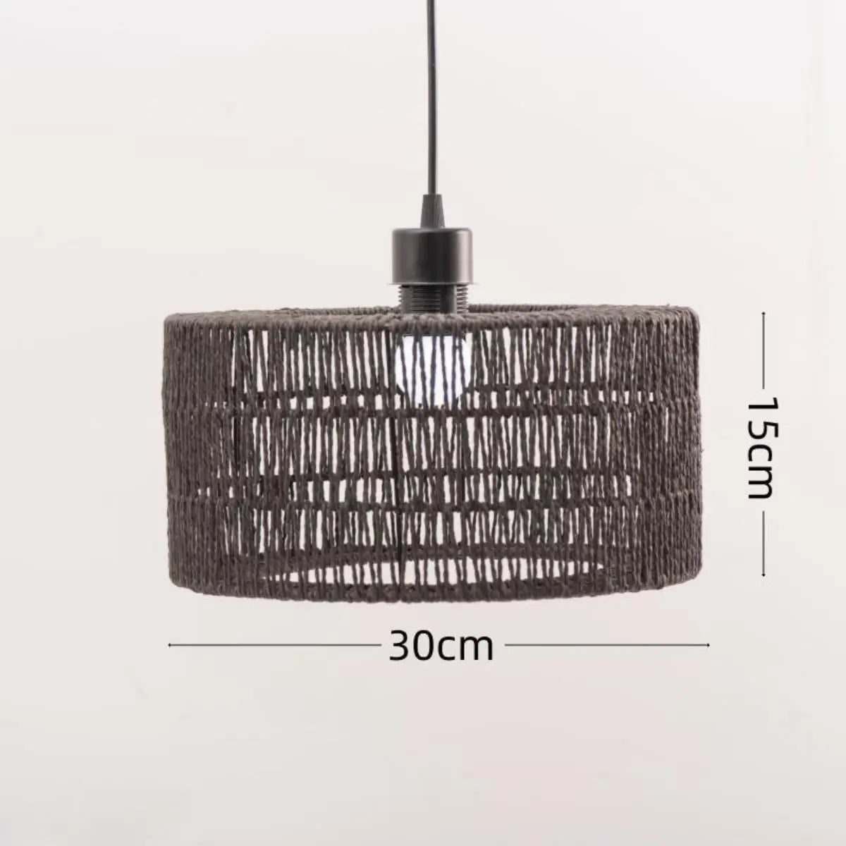 Boho Paper Rope Lampshade | Handwoven Pendant Light Shade Pendant Lampshade Zpaxo large Black