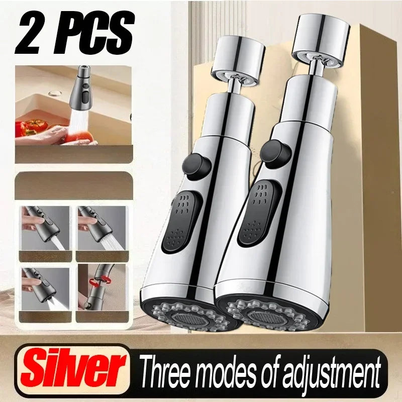 Kitchen Pull Out Faucet Sprayer Nozzle 3 Modes ABS Water Saving Bathroom Basin Sink Shower Spray Head Kitchen Accessories Zpaxo 2pcs-silver
