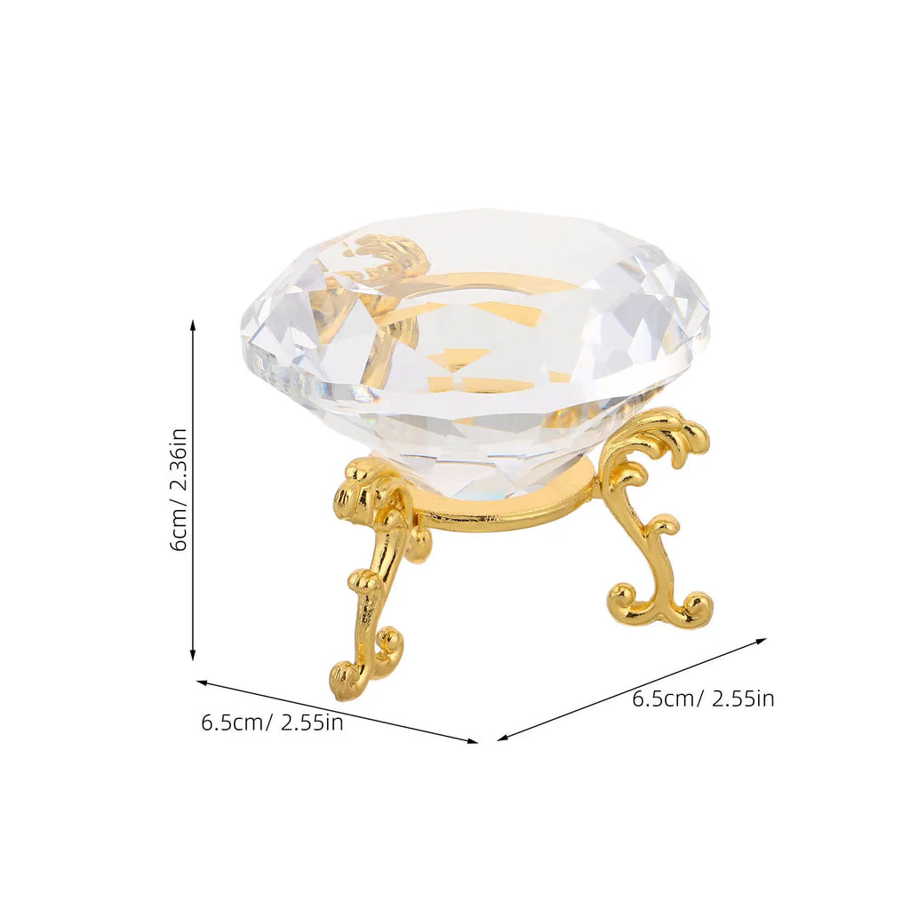 Crystal Diamond Decorative Triangle Base Stand Clear Paperweight