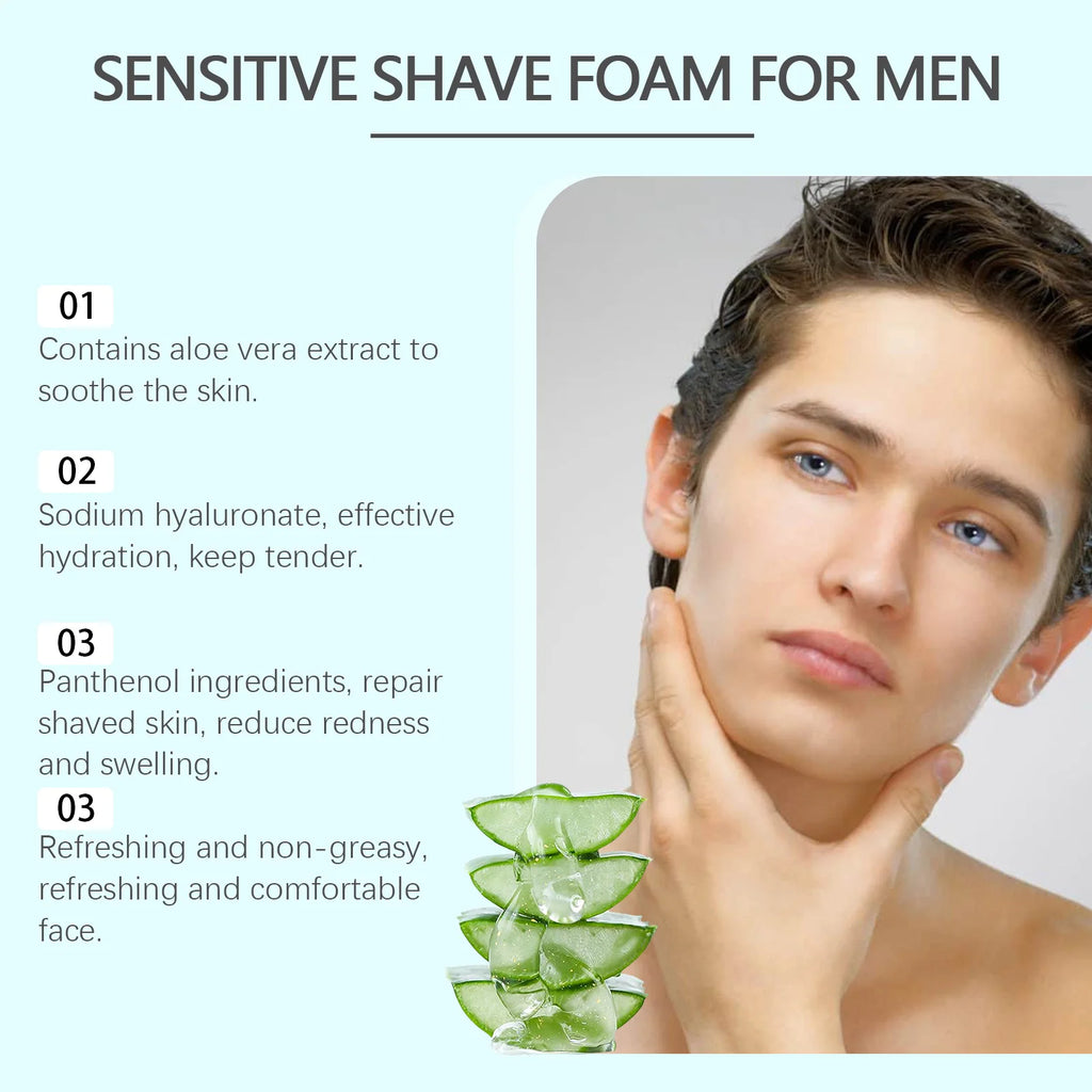 50ml Aloe Shaving Mousse for Men Keep Refresh Comfortable Softening Beard Not Irritaing Deep Cleaning Shave Skin Care Cream Zpaxo