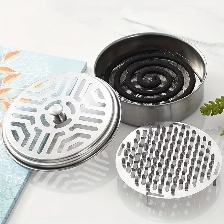 3-Piece Stainless Steel Incense Tray Set – Indoor & Outdoor Incense Holder Set Zpaxo 3pcs set B