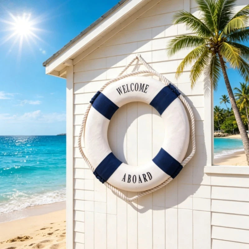 Nautical Red Blue Life Buoy Statue Room Decor Home Scene Desktop