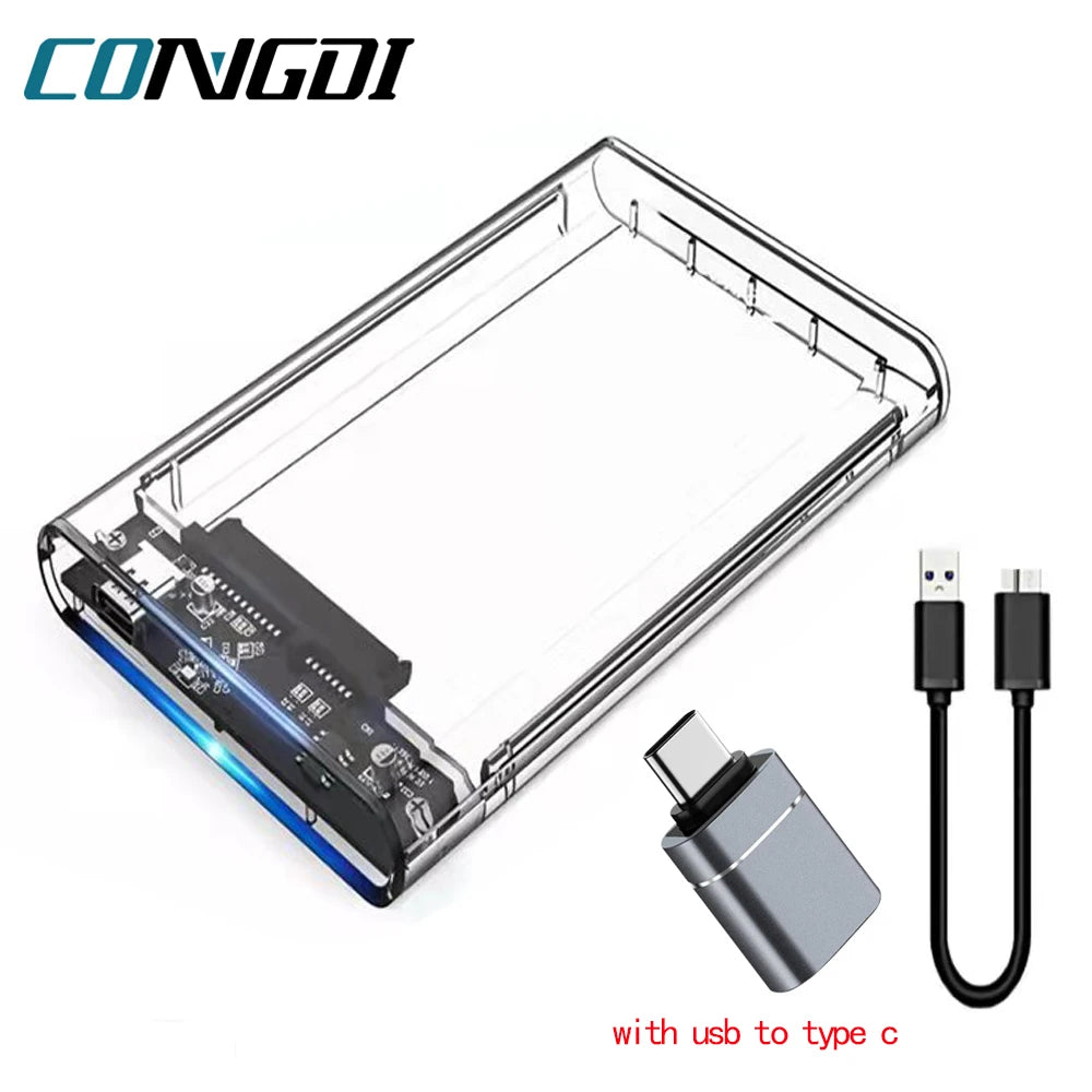 2.5inch USB 3.0 HDD Enclosure SATA SSD Hard Drive Case with 5Gbps Transfer Speed Mobile External Hard Disk Box with Cable Zpaxo USB 3.0 to type c
