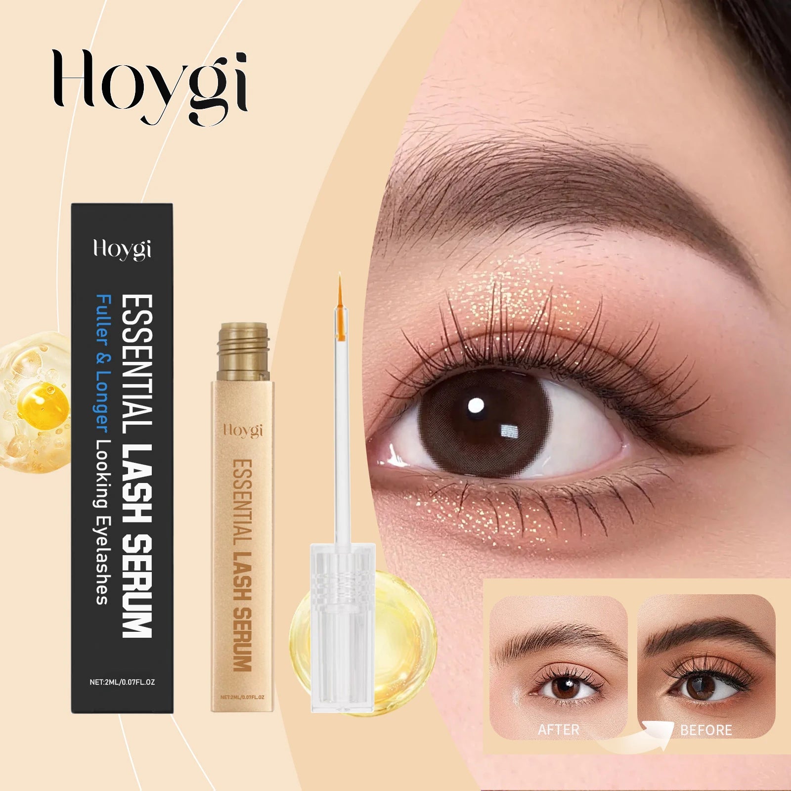 Hoygi 2ml Lash Enhancing Serum Natural Looking Lift and Definition Smudge Proof Flex Hold Formula Clump Free Daily Mascara Zpaxo