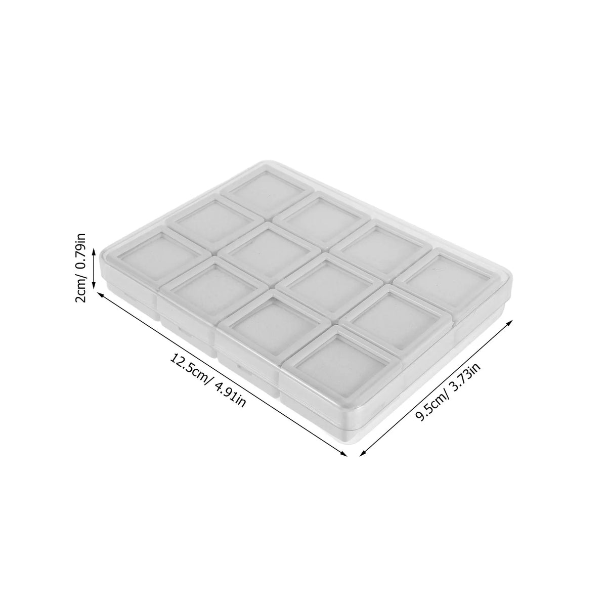 12 Grids Small Plastic Gemstone Display Box Acrylic Jewelry Organizer Zpaxo White