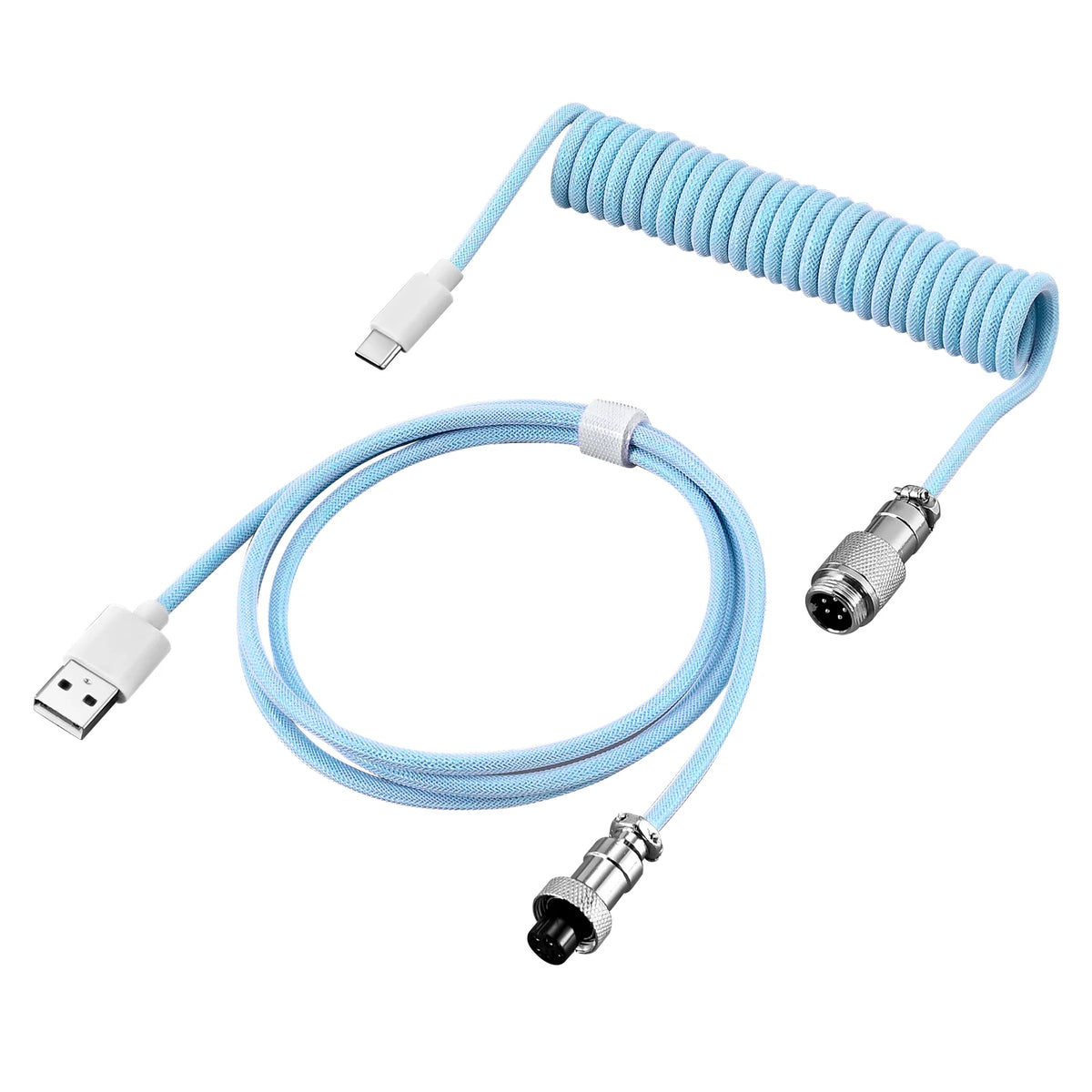 Mechanical Keyboard Coiled Cable Aviator Type-c USB Connector Zpaxo Blue