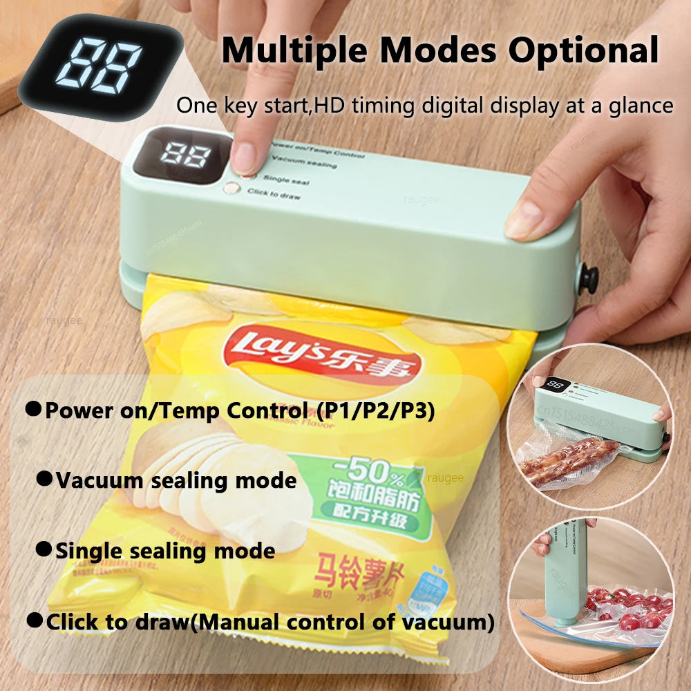 Mini Vacuum Sealer Rechargeable Food Preservation Package Plastic