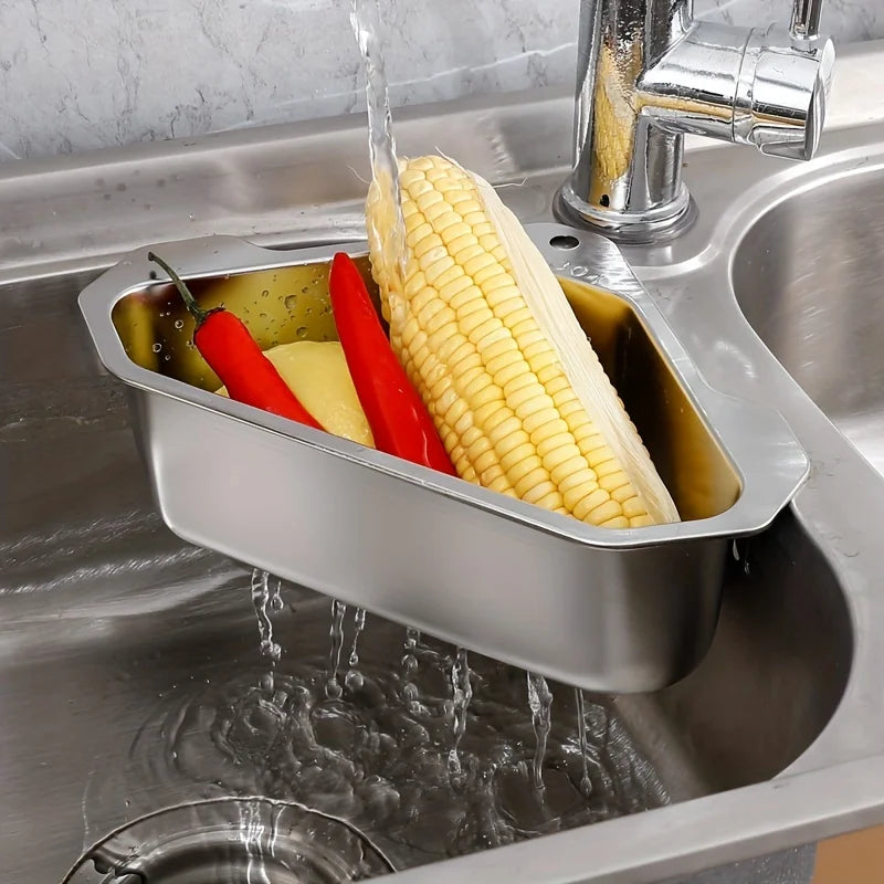 1pc 304 Stainless Steel Triangle Sink Strainer Basket Kitchen Leftover Food Catcher Drain Filter Rack Mesh Colander Organizer Zpaxo