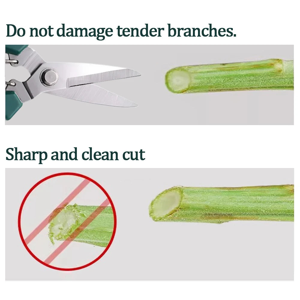 New 190mm Straight Head Pruning Shears Stainless Steel Non Slip Handle Garden Scissors for Bonsai Household Use Zpaxo